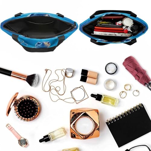 Women Tote Bags with Handles Turtle in Blue Water Shoulder Bag with Zipper Handbags Shopping Bags Travel Bag Beach Bag Reusable Grocery Bag for Swim Holiday Gift4