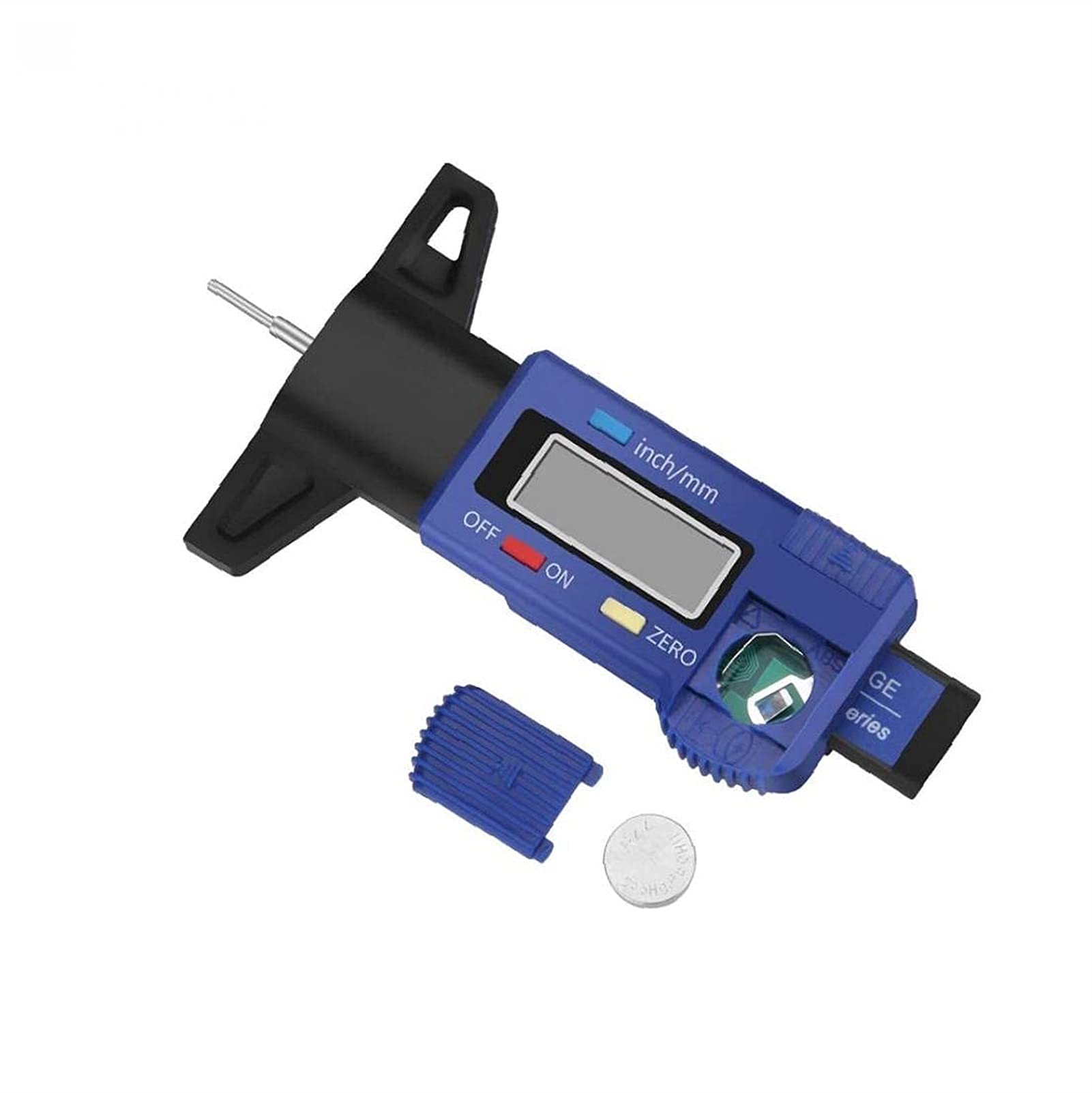 Medidor Digital de Profundidad de neumáticos Probador de Profundidad de Banda de Rodadura de neumáticos de 0-25,4 mm con Pantalla LCD Herramienta de medición de Calibre de Espesor Azul