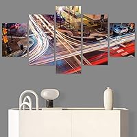 SIGNWIN 5 Panel Canvas Wall Art Light Exposure for Home Decorations Ready to Hang - 60