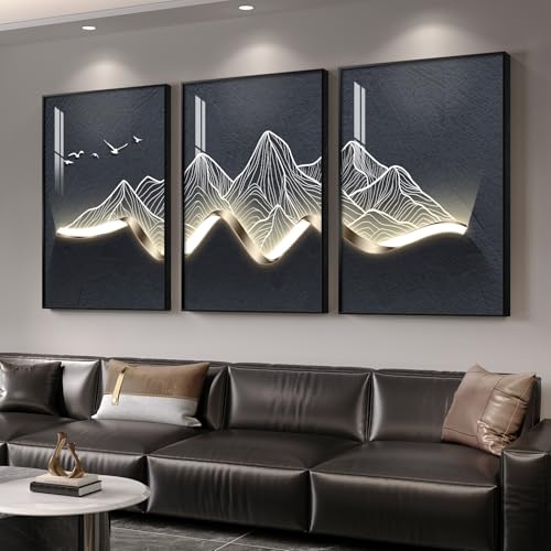 Large Framed Modern Abstract Mountain Wall Art for Living Room,