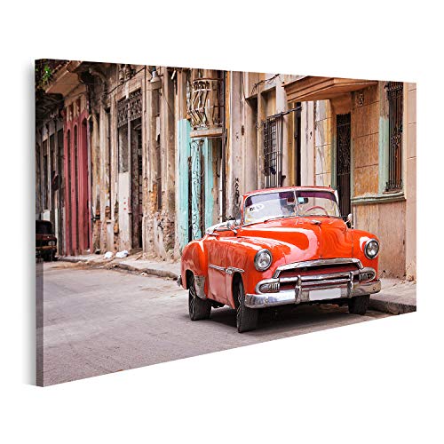 islandburner Cuadro en Lienzo Coche clásico Americano de época en una Calle de la Habana Vieja, Cuba Cuadros Modernos Decoracion Impresión Salon
