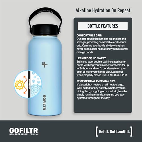 32 oz Alkaline Water Bottle + 2 Alkaline Water Infusers 9.5 pH/Insulated Water Bottle That Creates Alkaline Water/Sport Water Jug, Color: Orchid 4 32 oz Alkaline Water Bottle + 2 Alkaline Water Infusers 9.5 pH/Insulated Water Bottle That Creates Alkaline Water/Sport Water Jug, Color: Orchid - Image 2