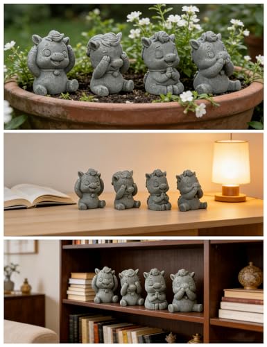 Figuras de potro adorables set de 4 piezas para escritorio y jardín miniatura 3