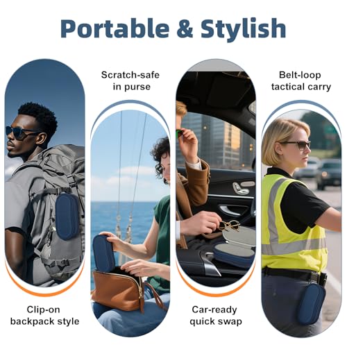 Image of FINTIE Double Sunglasses Case, Soft Portable Eyeglasses Pouch with Carabiner Clip, Dual Zipper Compartments for Men Women