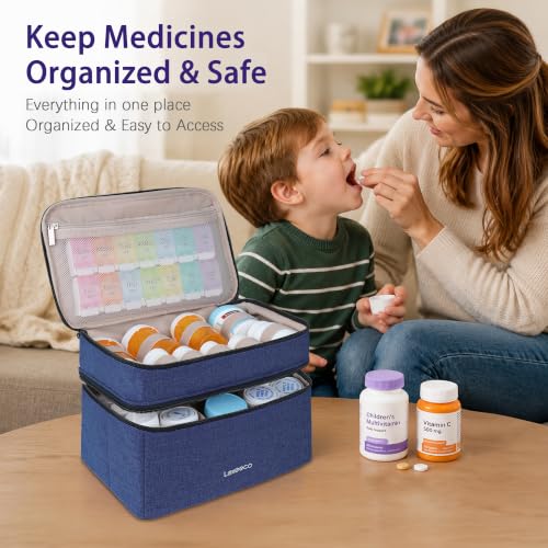 Image of Lexeeco Dual Layers Medicine Pill Bottle Organizer Bag with Lockable Zipper