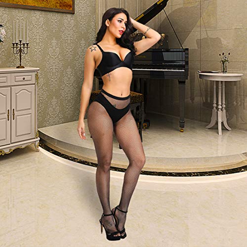 Image of Fishnet Stockings for Women, Black Fishnets Fish Net Stocking High Waist Sexy Tights Pantyhose Mesh Stockings