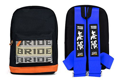New Bride Racing Backpack with Mugen Power Racing Harness Shoulder Straps Blue
