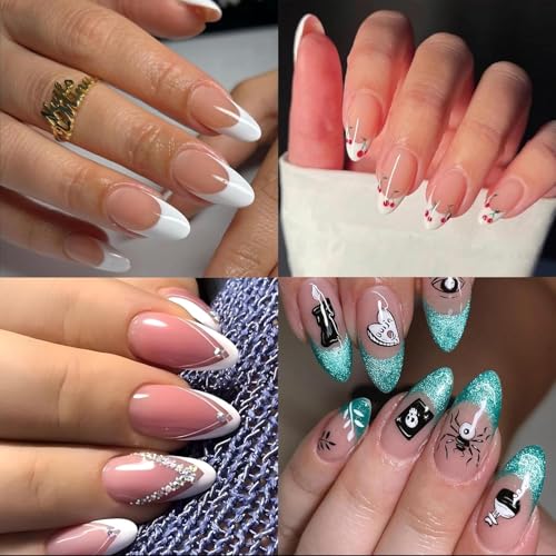 Image of COSTICA 550pcs Almond Naill Tips Clear Full Cover Medium Length Short Almond Fake Nails Acrylic Gel Naill Tips for Salon and Home Naill Art Manicure 12 Sizes