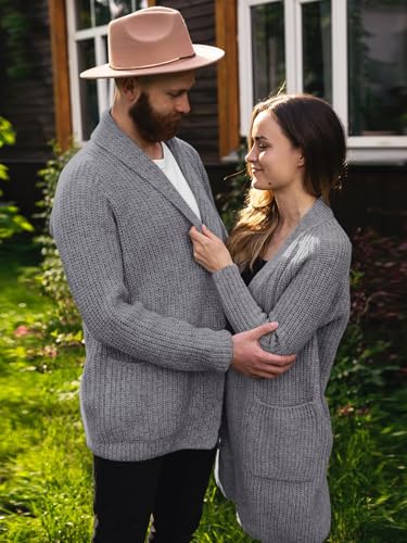 Image of Runcati Mens Shawl Collar Long Cardigan Casual Knit Open Front Sweater Fall Winter Thermal Cardigan Sweater