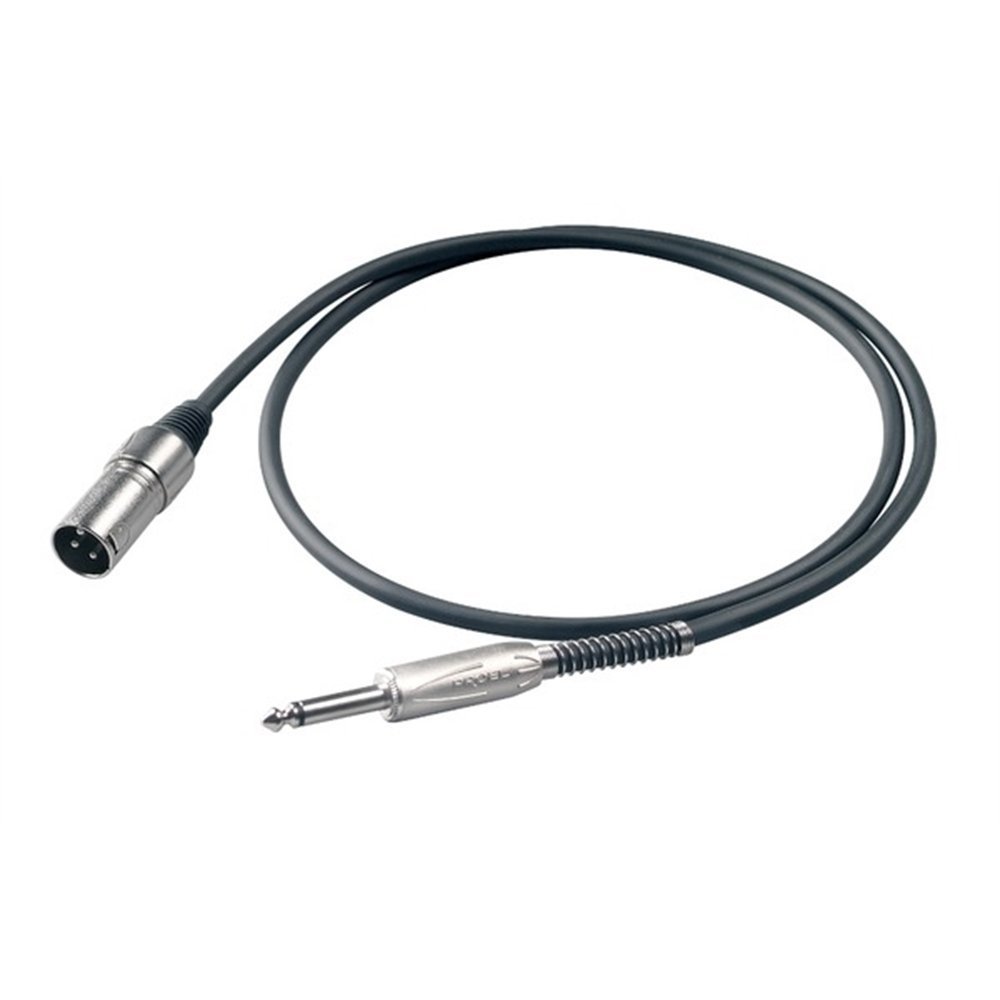 PROEL BULK220LU5 (2 unità) - Cavo Audio Professionale Cannon XLR 3P Maschio A Jack 6,3 mm Mono, lunghezza 5 metri.