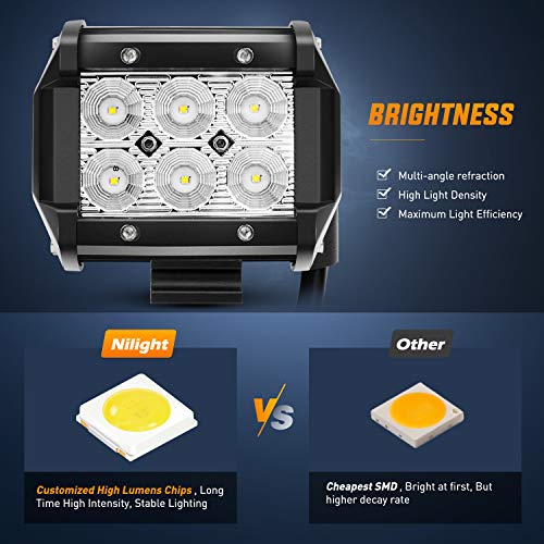 Image of Nilight 2PCS 4 Inch Flood LED Light Pods Kit 18W