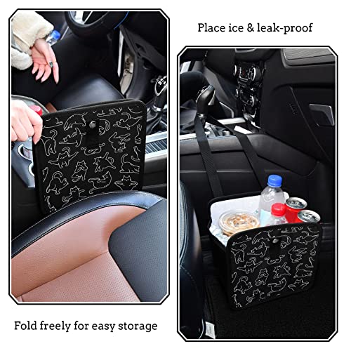 Image of Cute Yogo Cats Car Trash Can, Foldable Hanging Car Trash Bag, Animals Black Small Waterproof Car Accessories Garbage Bin