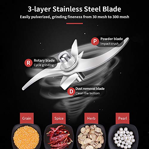 OKF Grain Mills 300g Electric Stainless Steel Grain Grinder Mill 110V Cereals Corn Herb Spice Flour Mill Commercial Grade Machine Dry Grain Grinder