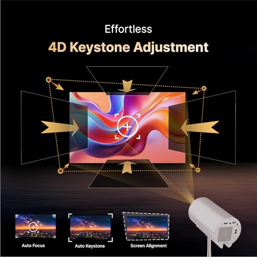 Image of Crossbeats Lumex Pro Smart Projector 4k Ultra HD, Mini Projector for Room Native 1080P, Upto 14000 Lumens Android 13 Built-in Apps Prime, Portable Design, Speaker WiFi 300 inch Wide Display Gold