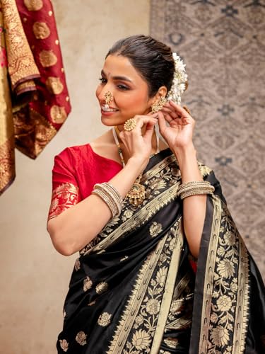 Image of SIRIL Women's Paithani jacquard Silk Saree |Chandrakor Paithani jacquard Saree With Unstitched Blouse Piece