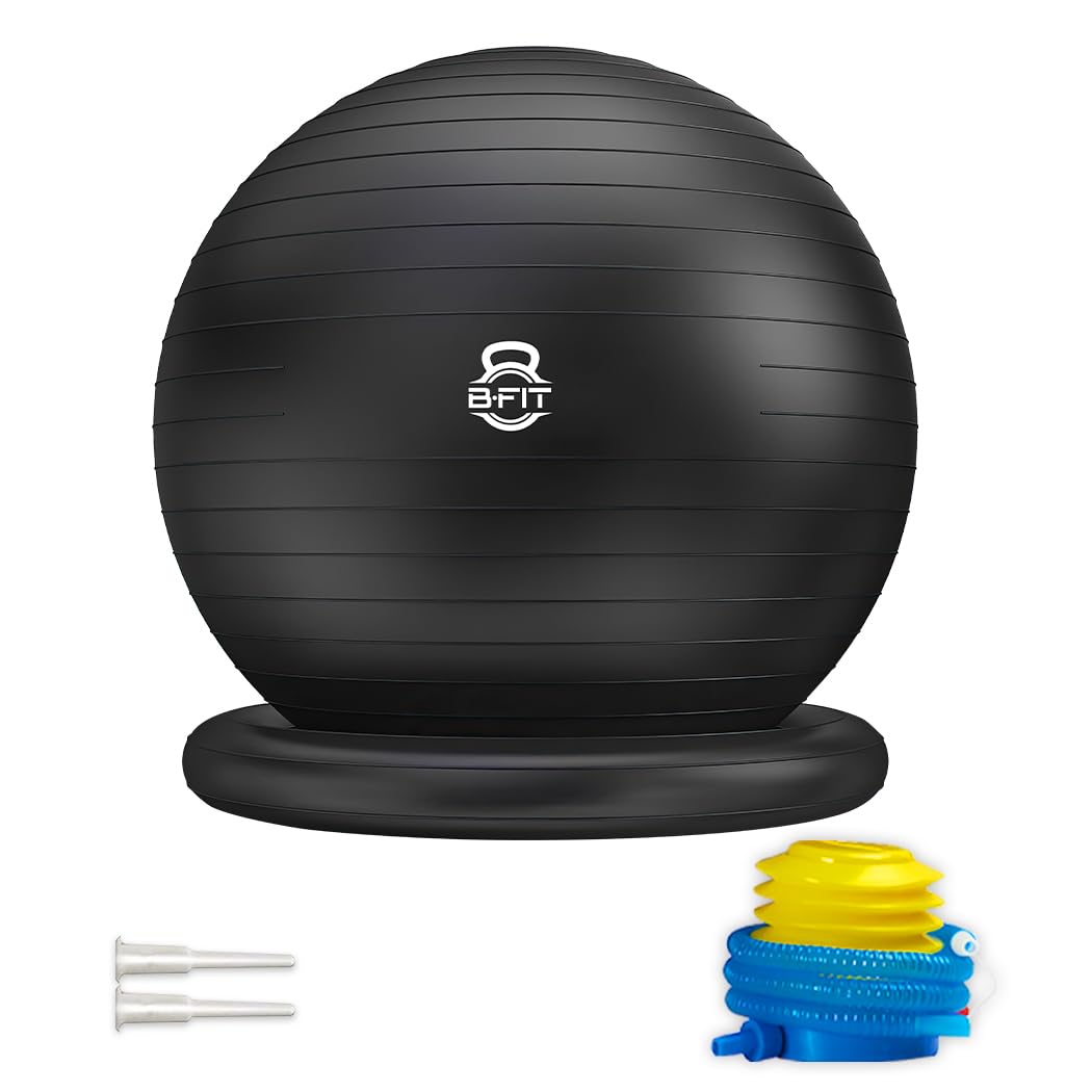 B fit Yoga Ball Chair 55 Cm, Exercise Ball Chair with Base & Bands for Home Gym Workout, Pregnancy Ball, Birthing Ball, Stability Ball & Balance Ball Seat, Exercise Equipment (B0CKFG68RF) Amazon Price History, Amazon Price Tracker