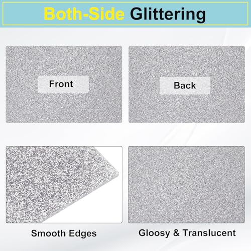 Image of MECCANIXITY 1 Pcs Silver Glitter Acrylic Sheets 1 /8 inch Thickness 12 inch x 8 inch Glossy PMMA Fluorescent Plastic Sheets Extruded Translucent Blanks for DIY Art Crafting Laser Cutting & Engraving