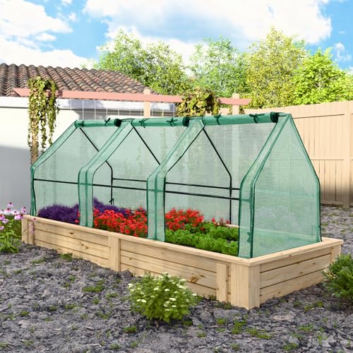 Image of EAGLE PEAK Tunnel Greenhouse Garden Green House with Roll-Up Zipper Doors, Portable 96 inchx36 inchx36 inch, Clear /Green PE Cover
