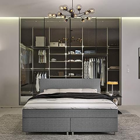 INNOCENT® - P4 | Boxspringbett 140x200 in Grau Stoff Cover