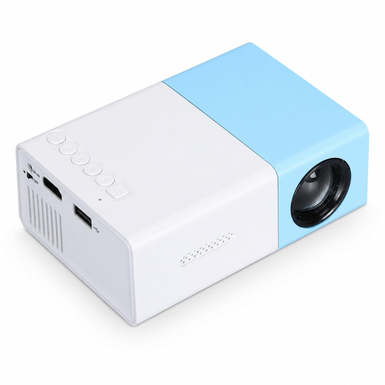 Elprico Mini Proiettore, Videoproiettore Full HD 1080P, Portatile, Blu e Bianco, HDMI, USB, Raffreddamento Attivo, Altoparlante Integrato