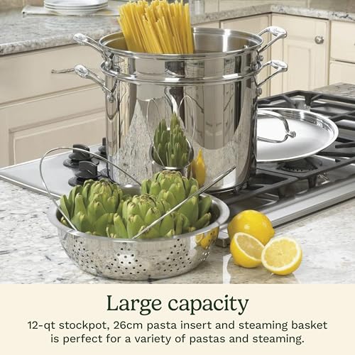 Cuisinart 4-Piece Cookware Set, 12 Quarts, Chef's Classic Stainless Steel Pasta/Steamer, 77-412P1 by Cuisinart - Image 2