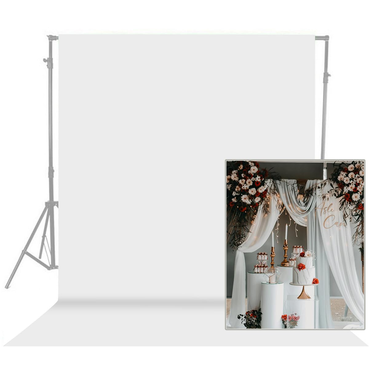 Photo Backdrop White 10 x 10ft, White Backdrop for Photoshoot, Solid White Photography Backdrop Background, Seamless Photo Backdrop Curtain for Wedding Baby Shower Picture Photobooth Portrait Backdrop