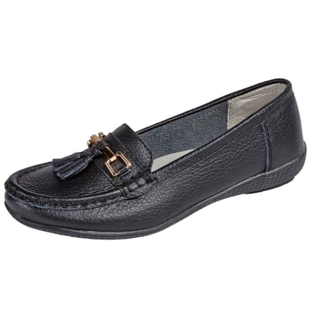 Yinka ShoesLadies Real Leather Tassel Slip On Moccasin Flat Nautical Boat Shoes Loafers Size 3-8