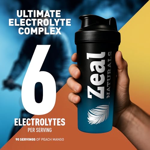 Image of Zeal Electrolyte Powder - 90 Servings | Keto Electrolytes Powder | Zero Sugar, BCAAs, B-Vitamins | Potassium, Zinc, Magnesium | Hydration Powder Recovery Drink | Peach Mango