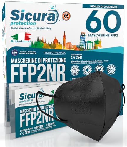 Mascherine FFP2 Nere E Bianche 100 Pezzi - Certificate CE Made In Italy SICURA Protection - Foto 8