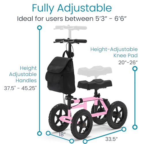 Image of Vive Mobility All Terrain Knee Scooter Walker for Foot Injuries - Adult