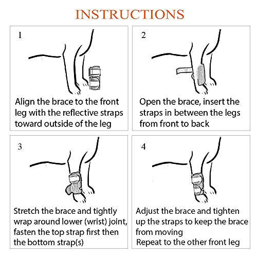 Neoally - Front Leg Brace For Dogs And Cats, Dog Leg Brace For Improved Pet Mobility, Dog Leg Sleeve For Carpal Support, Dog Leg Sleeve With Reflective Straps, Small To Medium, Black, 1 Pair #TOP5