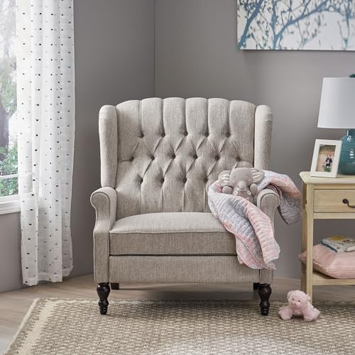 Sillón reclinable moderno gris claro con respaldo alto miniatura 1