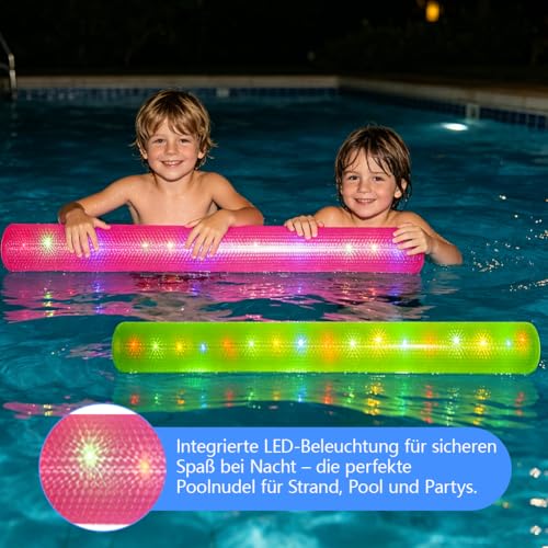 2 Stück Aufblasbarer Nudelschwimmer 120CM – Schwimmnudel Extra Lang mit Lichtern für Kinder & Erwachsene, Poolstange für Schwimmbad, Aquasport, Wassergymnastik & Strandspiele, Schwimmhilfe für Baden