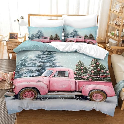 Housse de couette microfibre inaltérable rose imprimé 3D haute définition 220x240 - 3