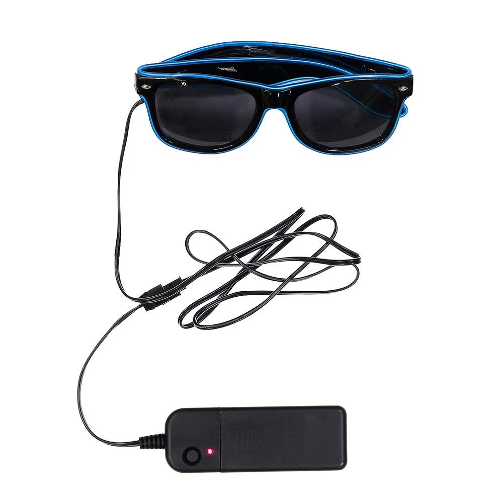 Dress Up America Men's Rim Around Black Glasses Lights Up With Led Lights, 4 Color Availalble Glasses (Blue)