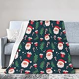 ZUNPNG Fleece-Überwurf, Weihnachtsmann-Muster, leicht, Flanell, Decke für Couch, Wohnzimmer, 127 x 101 cm