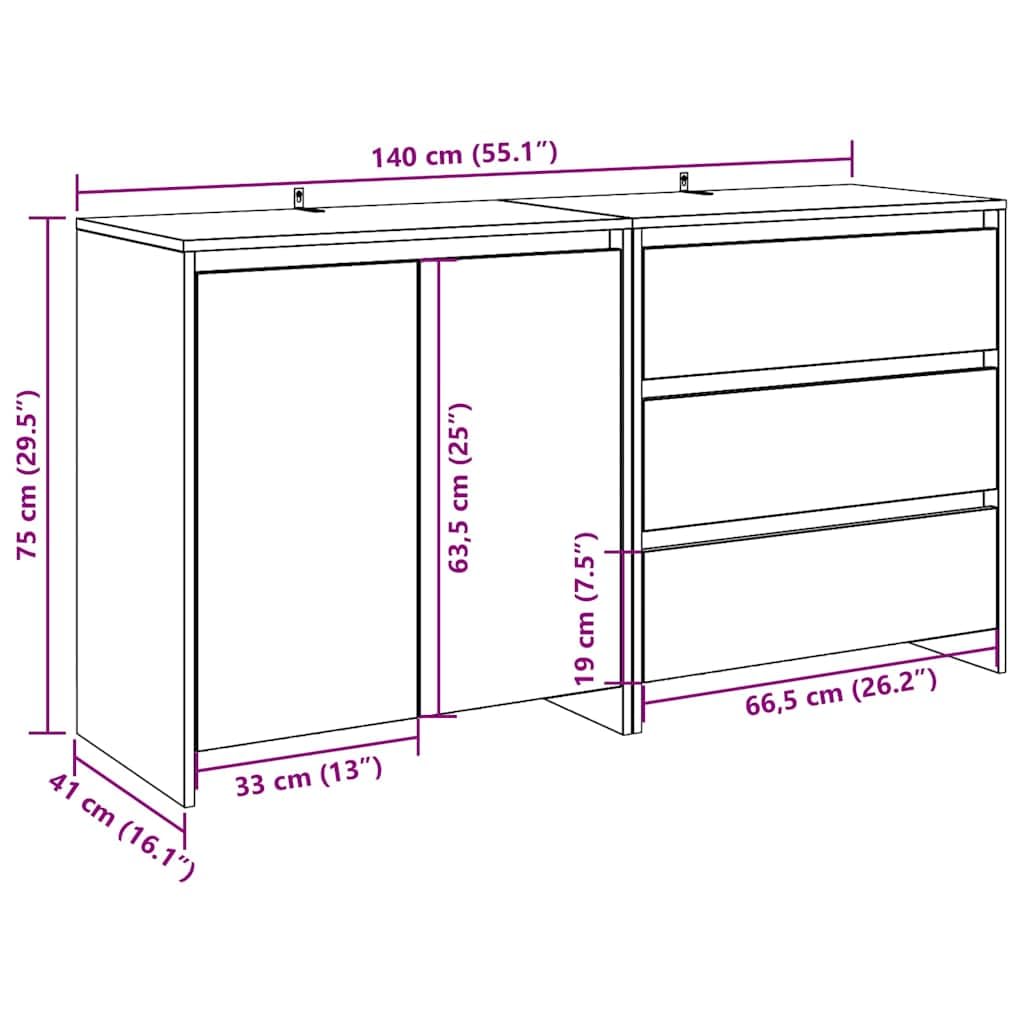 Meble Przedmiot dom 2-częściowy Kredens Dąb Rzemieślnik Engineered Wood-Furniture