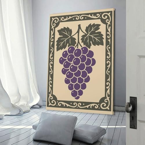 Peinture à l'huile sur toile moderne de raisins violets art mural 60x90 cm