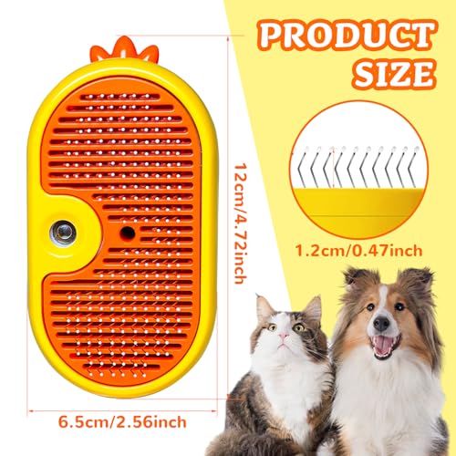 Image of Spritz Defur Comb for Cats, New 3-in-1 Cat Steam Brush for Massaging and Cleaning Shedding Pets, Comb for Long and Short Hair Cats and Dogs Grooming Tool (zsyellow)