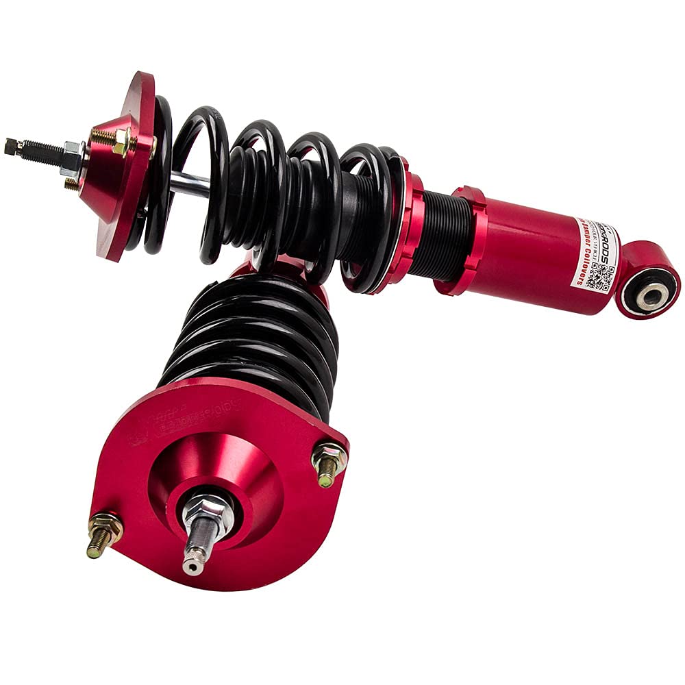 maXpeedingrods 4 Lots de Hauteur Ajustable Damper Réglable Coilover Kit de Suspension Amortisseurs Combinés Filetés Struts pour Mazda Miata MX5 NA NB 1989-2005 Rouge