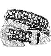 Kids Rhinestone Belt,Western Cowgirl Cowboy Belt with Bling Diamond PU Leather Belt for Jeans Dre...