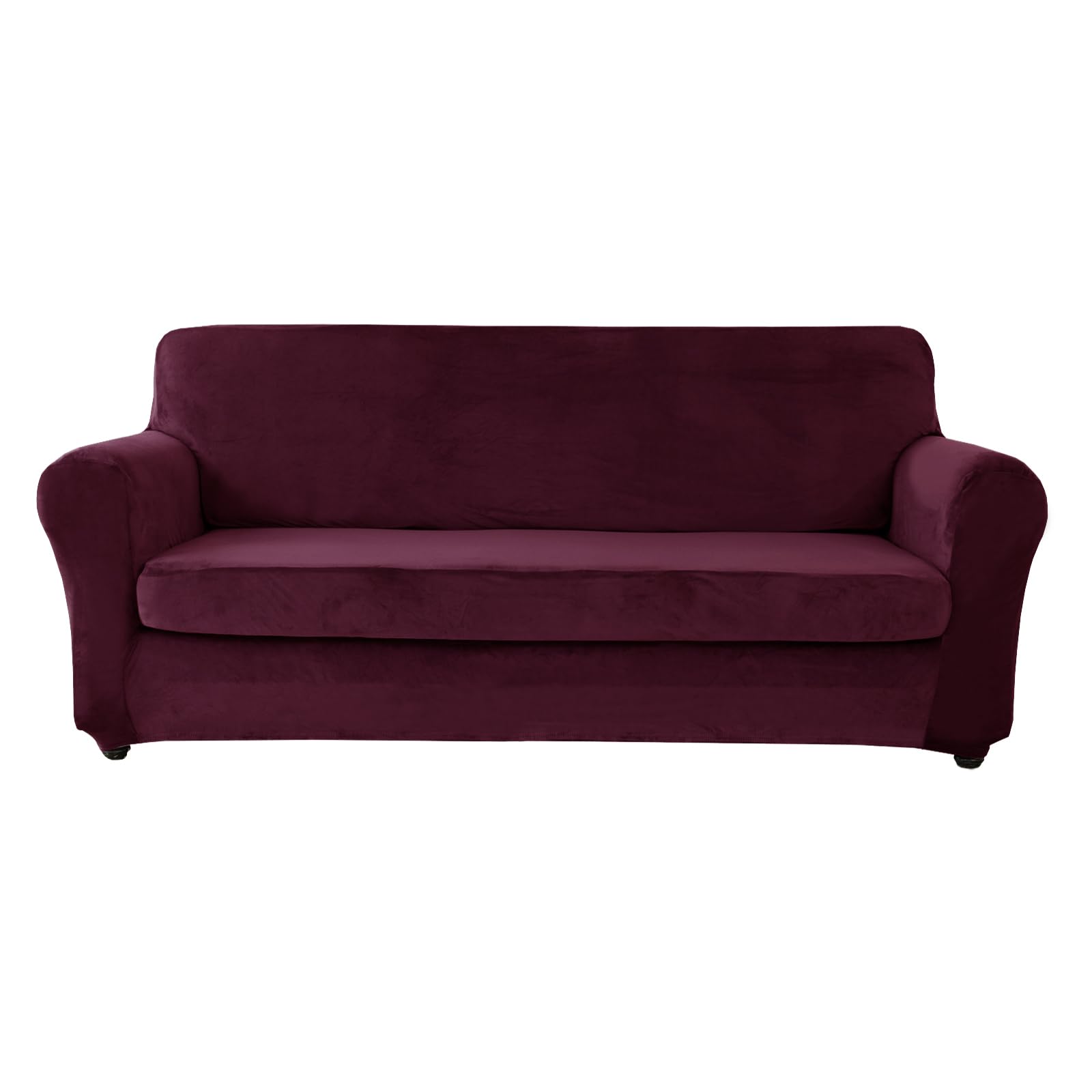 Housse de canapé en velours stretch 1-4 places et taie de coussin