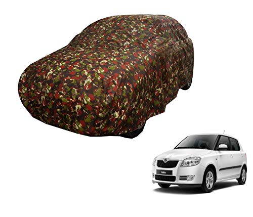 Image of Auto Hub Car Cover Compatible with Skoda Fabia with Weather Proof, Triple Stitched, Fabia Car Cover Jungle Look
