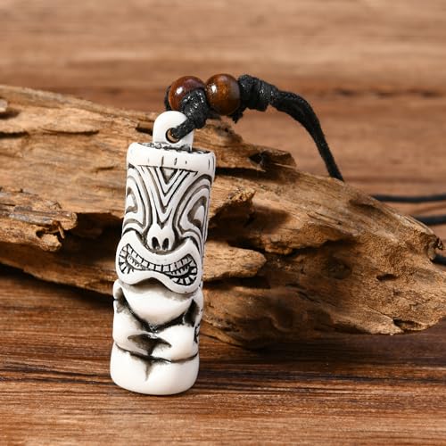 2 PCS Hawaiian Protection Amulet Lucky Pendant Necklace Set Tiki Fish Hook Turtles Tortoise Shark Wolf Tooth Caved Satue Pendant Necklace Handmade Polynesian Ethnic Tribal Vintage Surfer Beach Necklaces for Men Women4