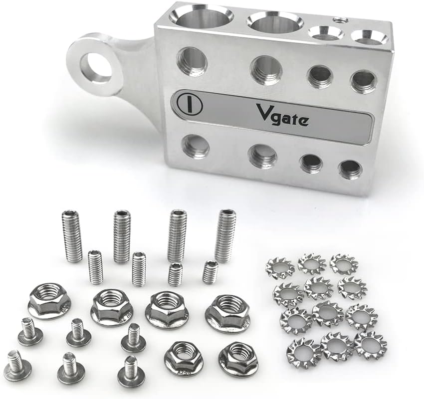 Vgate 20-Way Battery Terminal Connector, Multi-Size Hole Holder, 8AWG up to 4/0(XL) AWG Gauge, for Lithium or AGM Lead Acid Battery with Bolt Down Ends or Threaded Studs, M10 or 3/8”-16