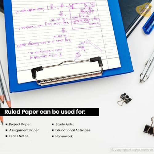 Image of Lakeer A4 Single Side Ruled Paper - 100 GSM Thick Paper, Pack of 100 Sheets | Ideal for Projects, Assignments, Practicals, and Homework (Ivory)