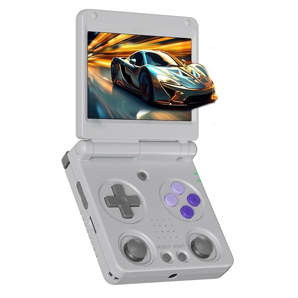 RG34XXSP Game Console Clamshell Retro Portable Handheld RG34XX SP Flip 3.4-Inch IPS Linux 64-bit Game Console 720*480 Screen 3300mAh Rechargable Battery Video Gaming Player (Gray 64GB)