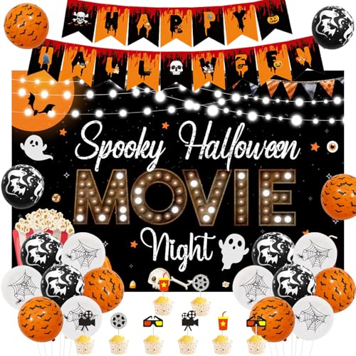 Orange Black Spooky Halloween Movie Night Party Decorations Scary Movies