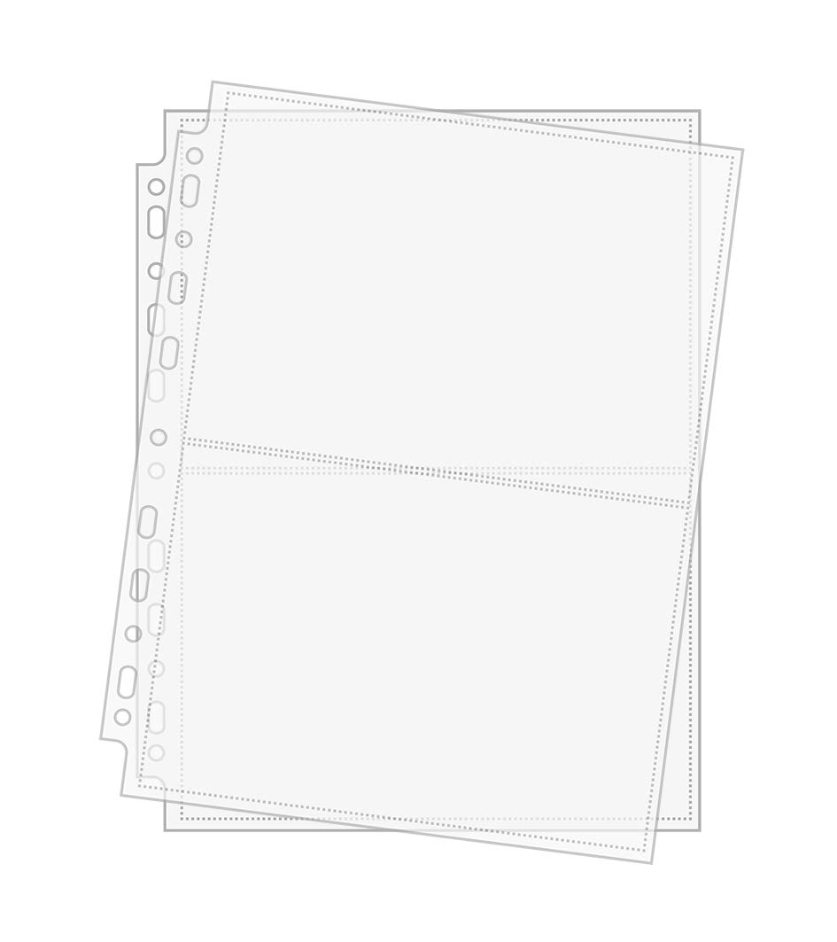 Arkero-G 50 Pages 2-Pocket Photo Pages - Photo Cases & Postcard Sleeves for Collecting Album e.g. Crafts School Office Storage