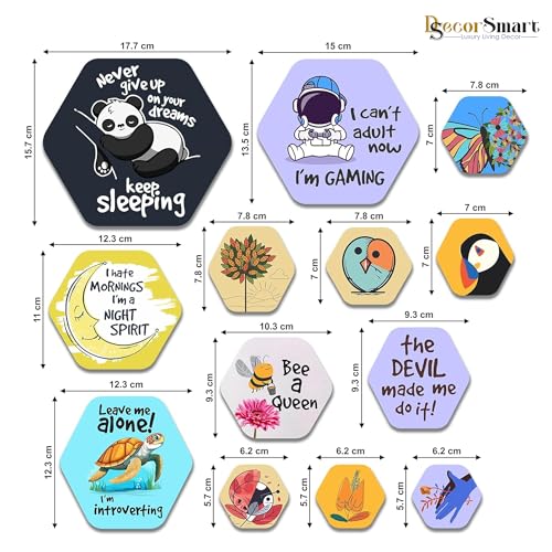 Image of Decor Smart Funny Wooden Wall Art | Living Room Decoration | Quirky Cartoon Accent | Home Decor Decorative Artwork | Cute Animal Panda Astronaut Wall Hanging | Playful Humor Sticker Panel (WPS 220)